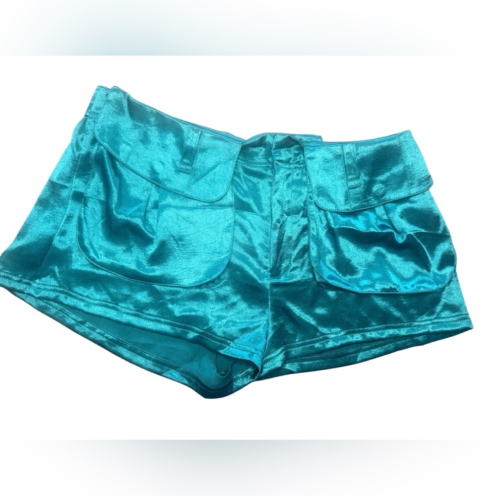 Free People Shiny Teal Shorts